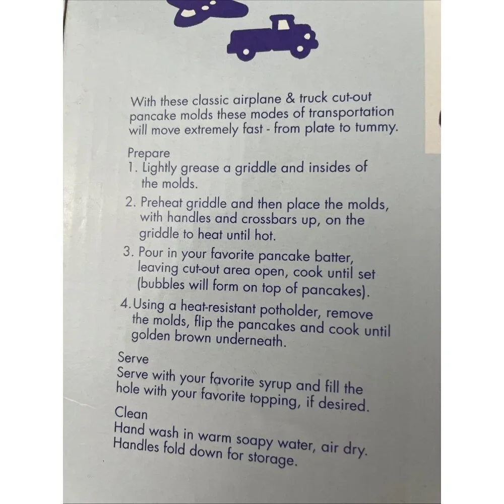 Pancake Molds Airplane/Truck Cut Out Non Stick Metal 2006